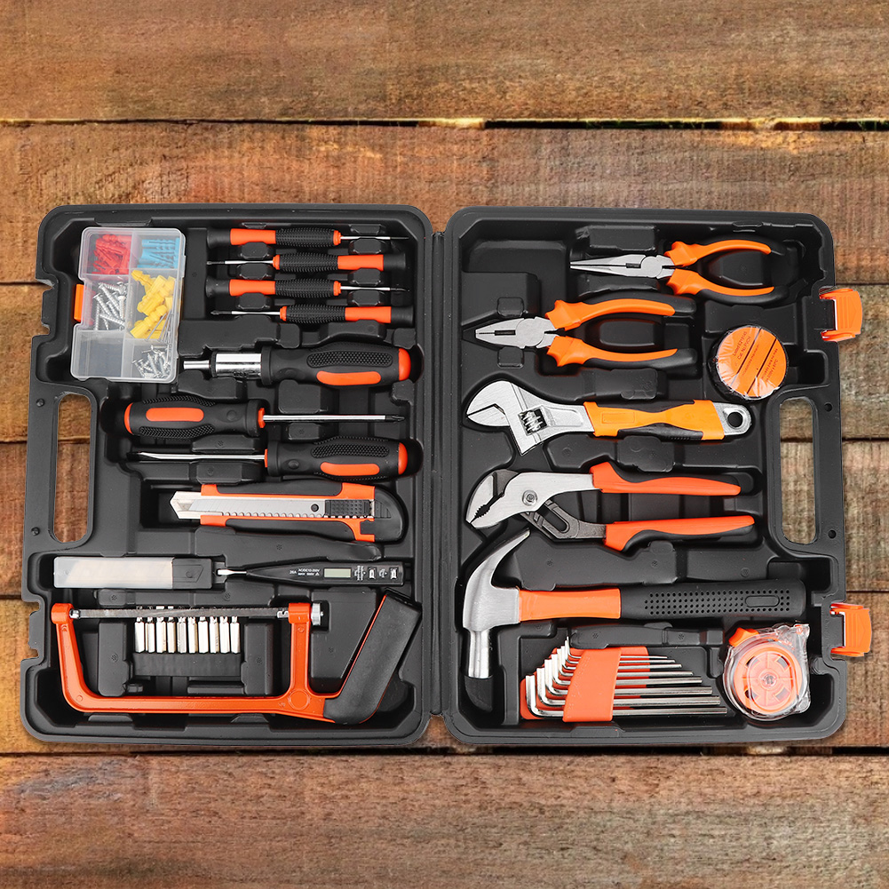 100-teiliges Set Schraubenschlüssel, Bits, Zangen, Reparaturwerkzeug-set Mit Aufbewahrungskoffer