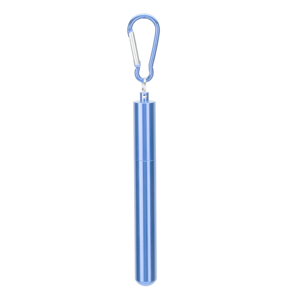 Tragbarer, Wiederverwendbarer, Faltbarer Trinkhalm Aus Edelstahl Mit Reinigungsbürste Und Aufbewahrungsbox (blau)