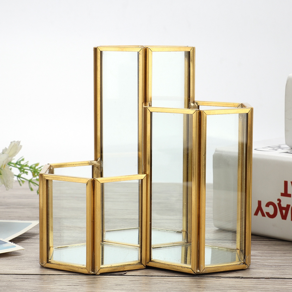 Einfacher, Sechseckiger Stiftehalter Aus Glas, Make-up-pinselhalter, Schreibtisch-organizer, Aufbewahrung