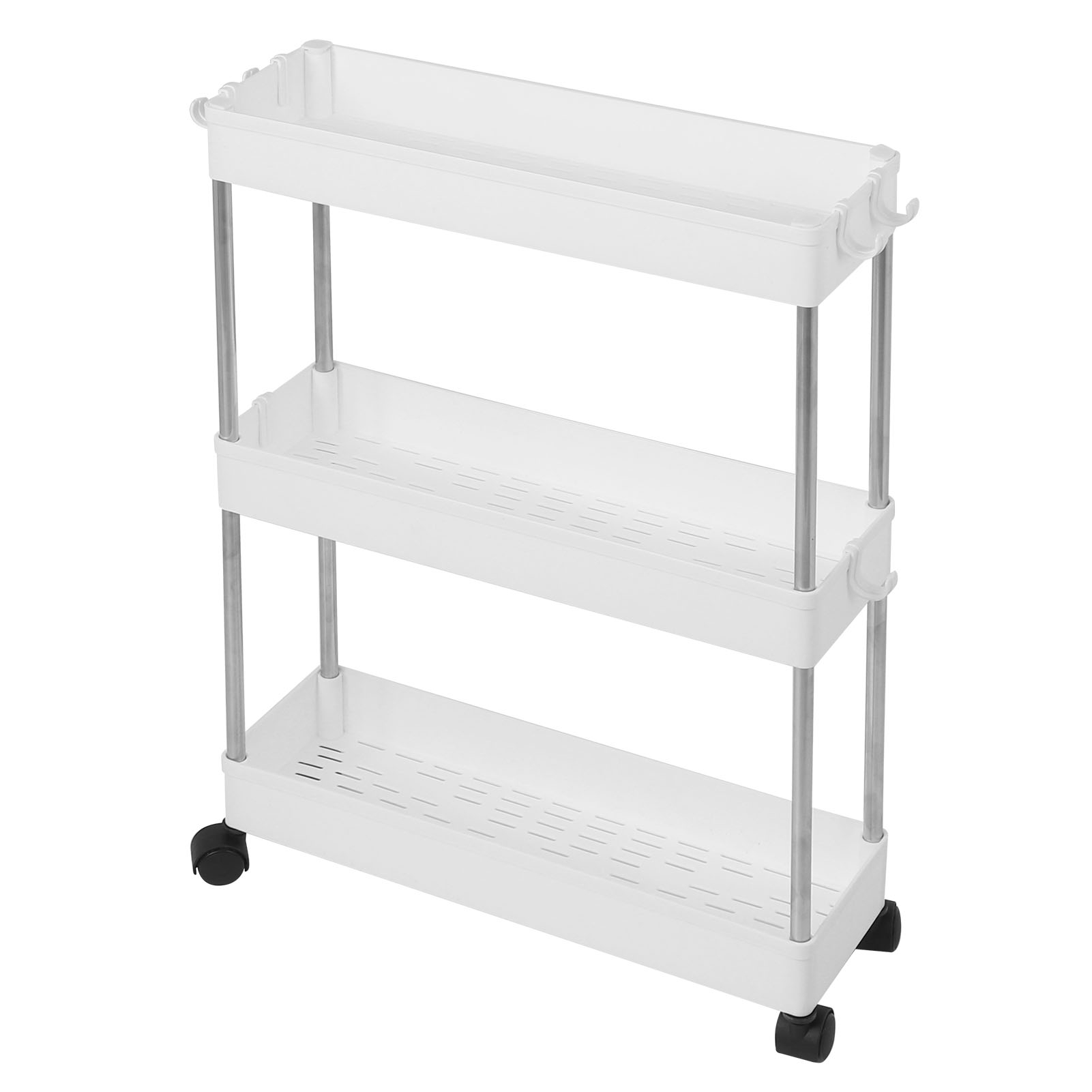 Mehrschichtiger, Schlanker Aufbewahrungswagen, Mobiles Regalsystem, Organizer, Aufbewahrungsgestell Für Küche, Bad, Wäscherei, 3 Ebenen