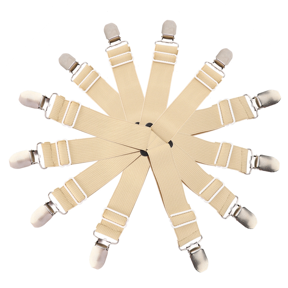 4 Stück Verstellbare Dreieckige Bettmatratzen-lakenhalter-gurte Mit Clips (khaki)