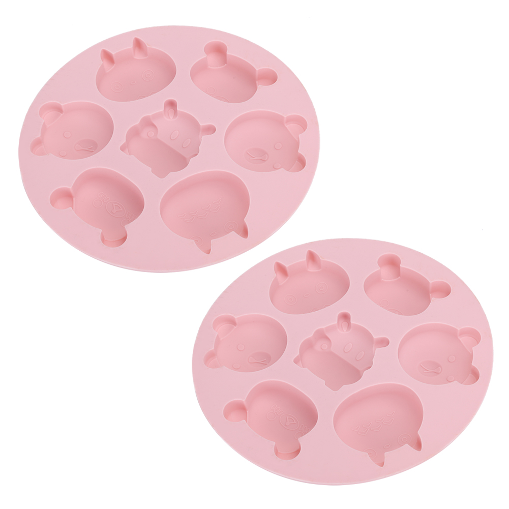 2 Stück Silikonformen In Tierform Mit Cartoon-motiven, Antihaftbeschichtet, Für Kuchen, Schokolade, Backutensilien (pink)
