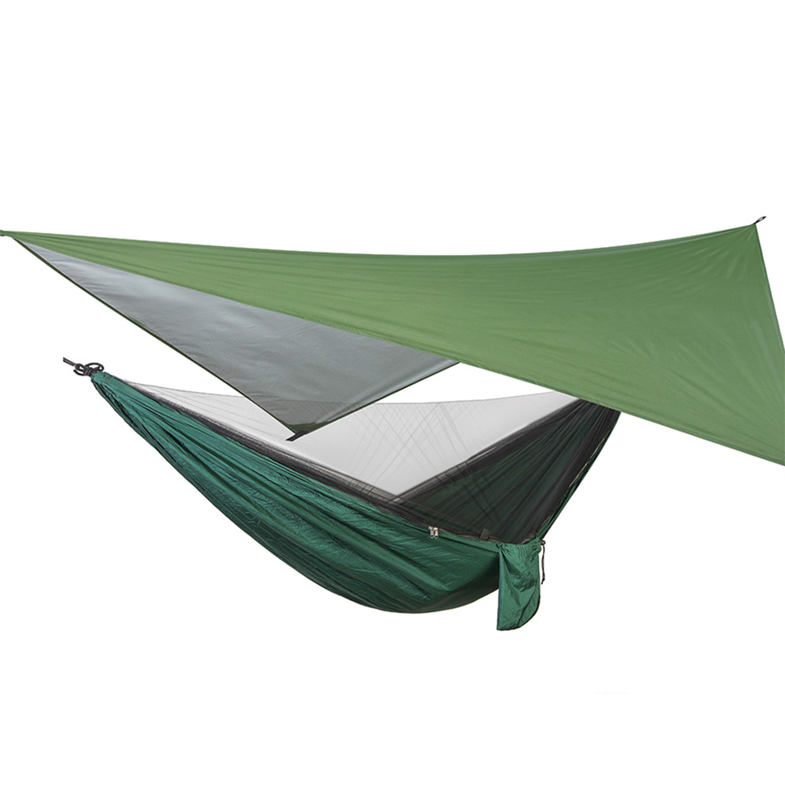 Tragbares Moskitonetz-hängematten-set Für Garten, Hof, Reisen Und Camping (farbe Des Erdspießbeutels Zufällig) (militärgrünes Baldachin, Dunkelgrüne Hängematte)