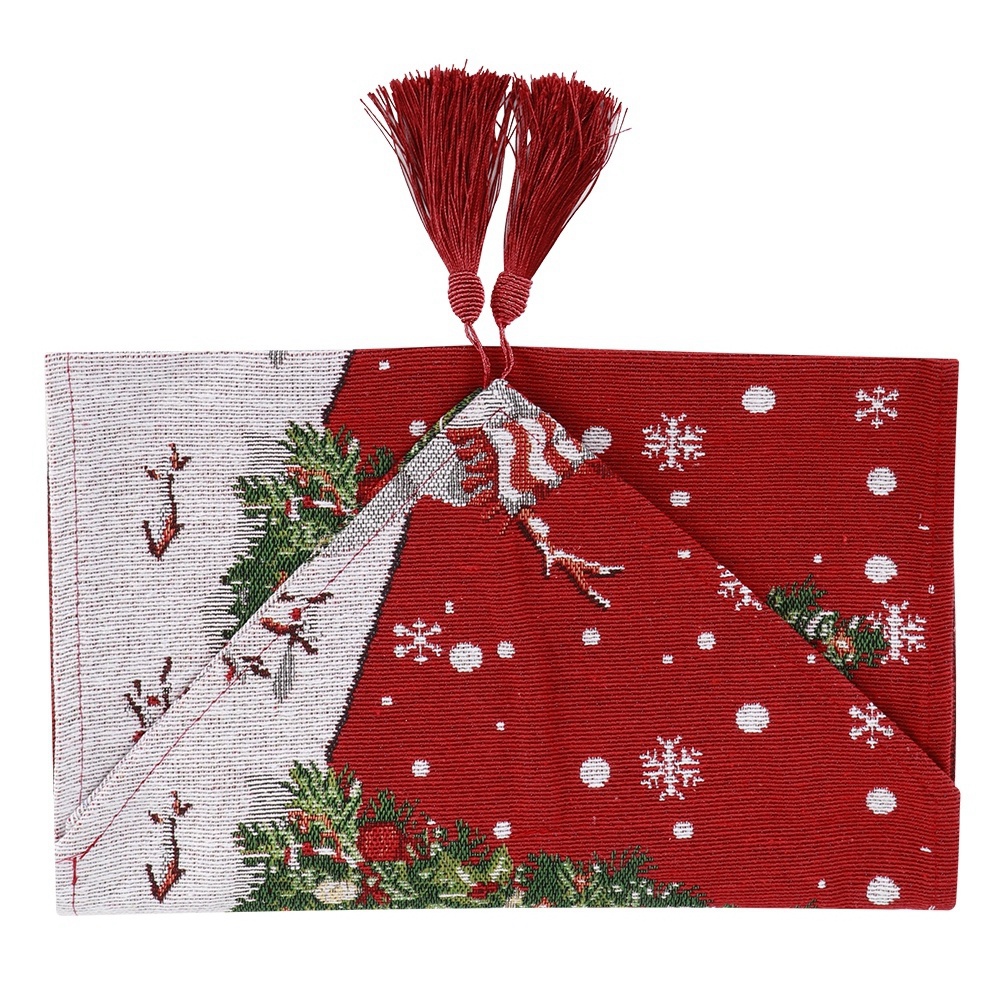 Weihnachtlicher Tischläufer Mit Schneemannmuster, Bedruckt, Waschbar, Ideal Für Weihnachts-, Silvester- Und Andere Feierlichkeiten.
