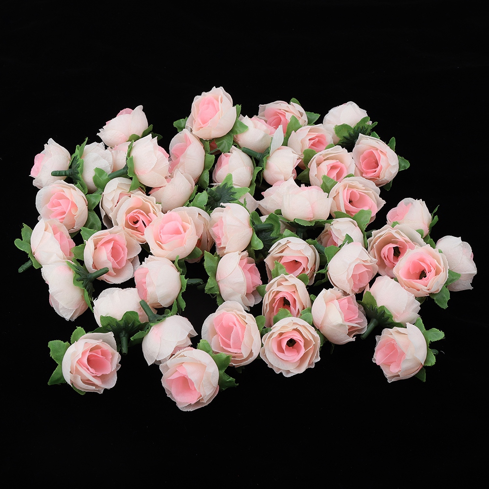 50 Künstliche Rayon-pfingstrosenköpfe, Kleine Kugelchrysanthemen, Kleine Nelken, Champagnerfarben