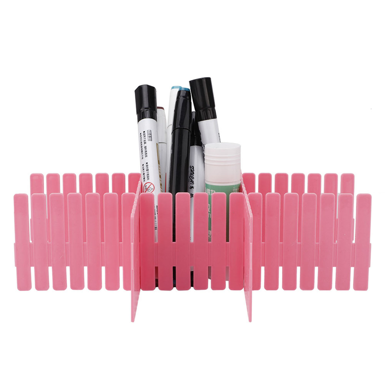 4-teiliges Diy-schubladen-organizer-set Aus Kunststoff, Verstellbare Schubladeneinteiler (pink, Kurze Ausführung)