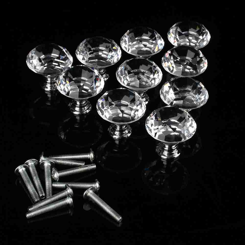 10 Stück Kristallglas-schrankknöpfe, Schubladenknöpfe, Kommodenknöpfe, Schrankgriffe, 10er-set