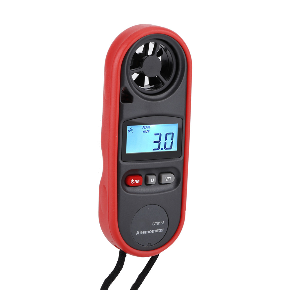 Gt8163 Tragbares Digitales Handanemometer Mit Lcd-display Und Windgeschwindigkeitsmesser Sowie Thermometer