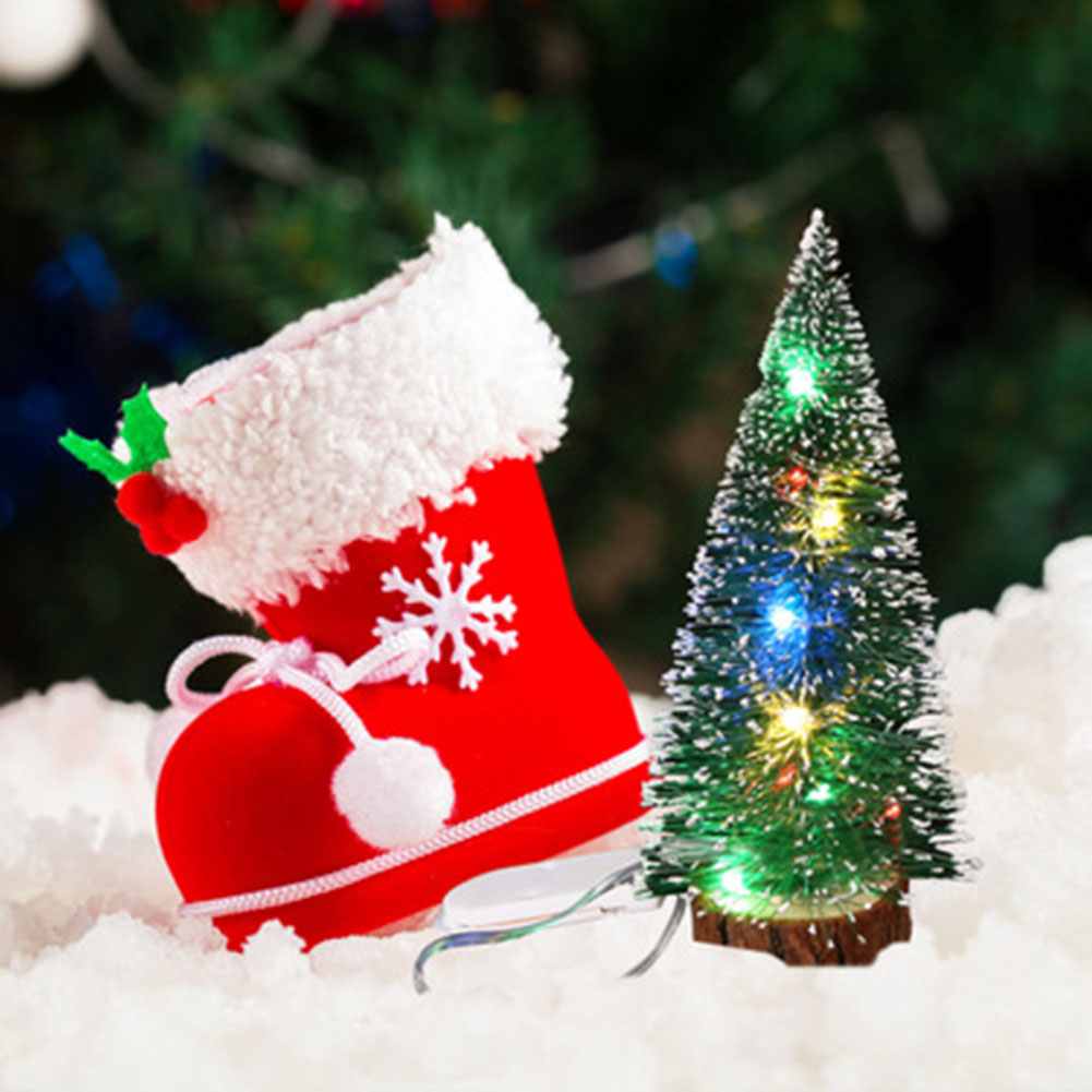 Künstliche Mini-weihnachtsbäume (15 Cm) Mit Led-beleuchtung, Kleine Kiefern Mit Holzsockel, Tischdekoration Für Weihnachtsfeiern