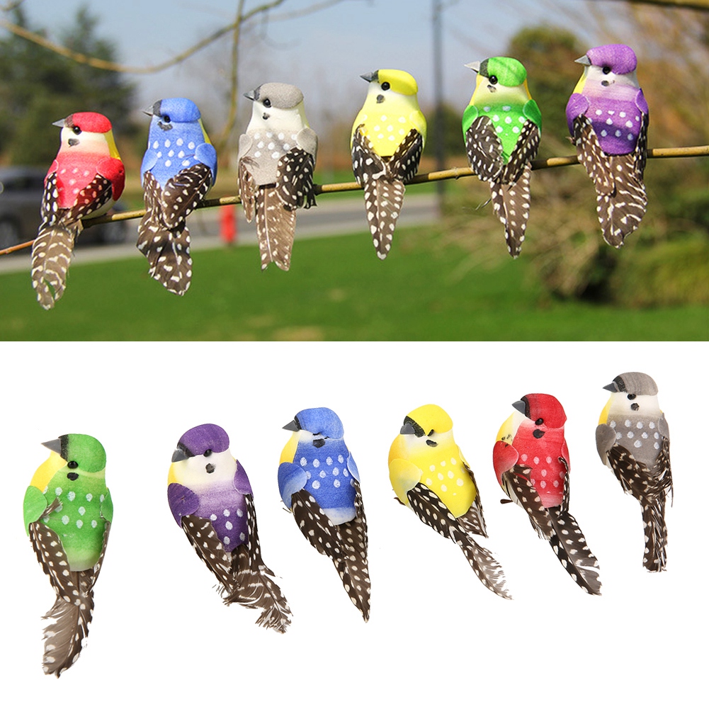 12 Bunte, Handgefertigte Künstliche Vögel Als Dekoration Für Haus, Garten Und Hochzeit