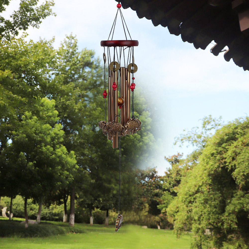 Windspiel Aus Metall Mit Elefantenmuster, Handgefertigte Dekoration Für Drinnen Und Draußen