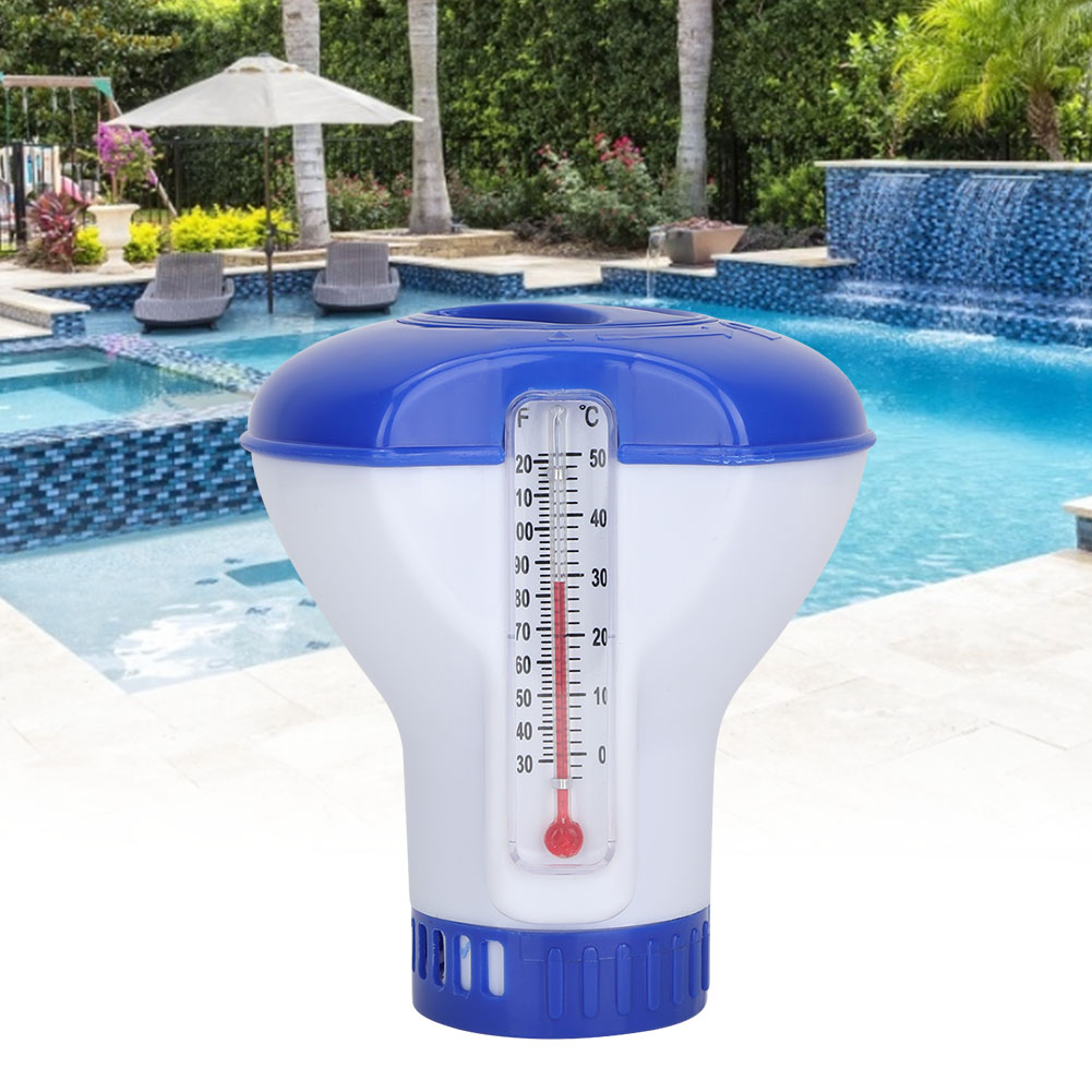 Schwimmender Chlordosierer Für Schwimmbäder Mit Thermometer Und Tablettenhaltern