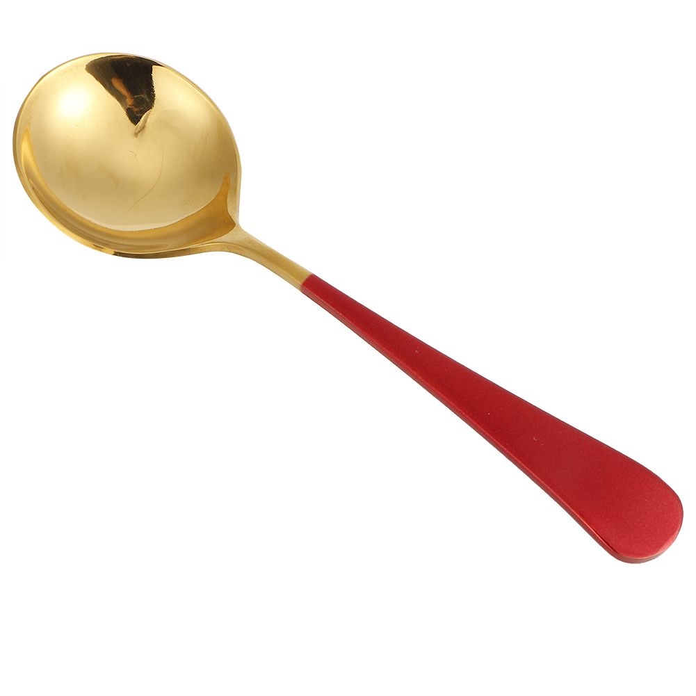 5-teiliges Set Edelstahl-suppenlöffel, Kinderlöffel, Esslöffel, Besteck, Haushaltsküchenbedarf, Rot