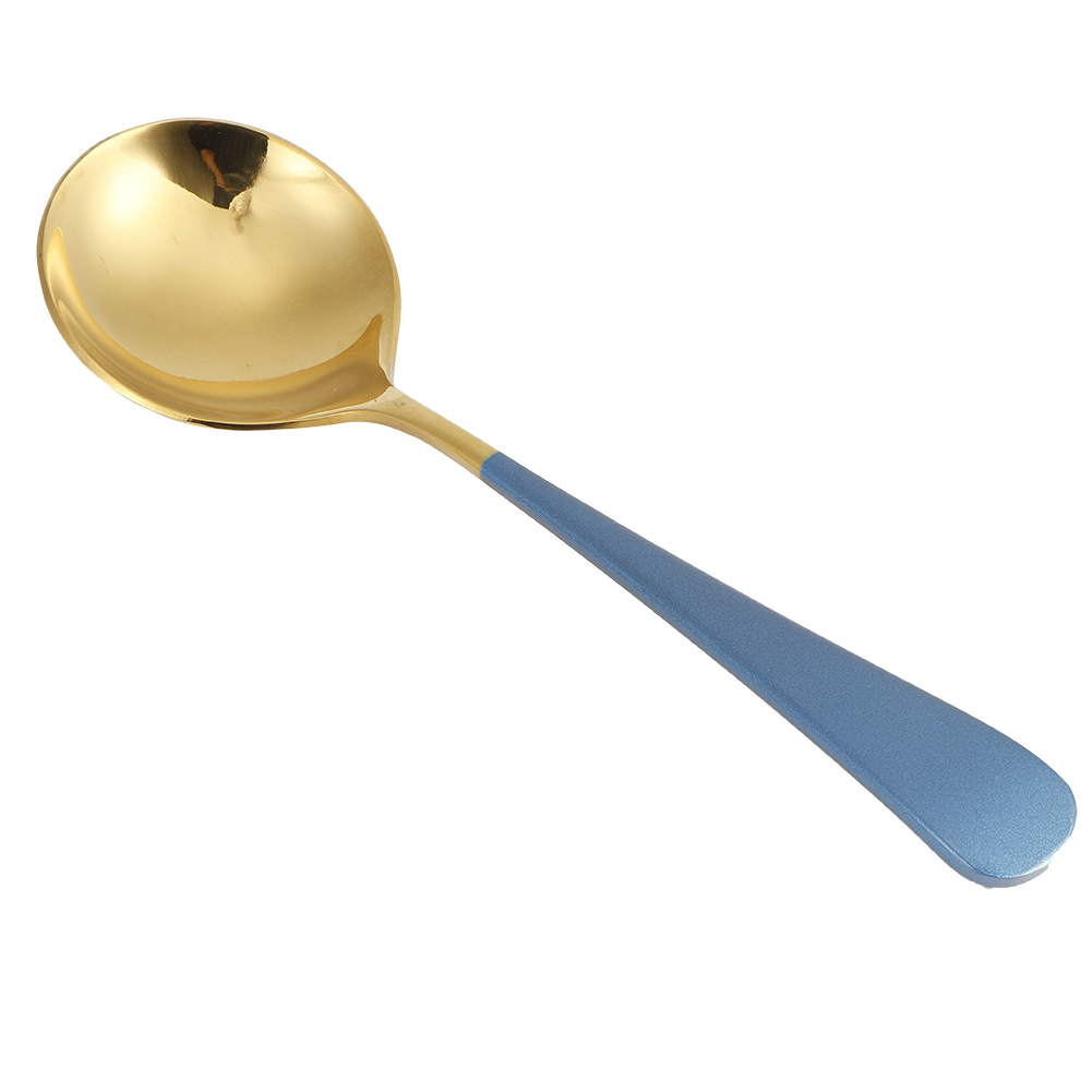 5-teiliges Set Suppenlöffel Aus Edelstahl, Kinderlöffel, Esslöffel, Besteck, Haushaltsküchenbedarf, Blau