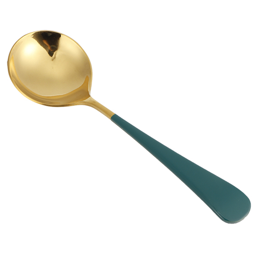 5-teiliges Set Suppenlöffel Aus Edelstahl, Kinderlöffel, Esslöffel, Besteck, Haushaltsküchenbedarf, Grün