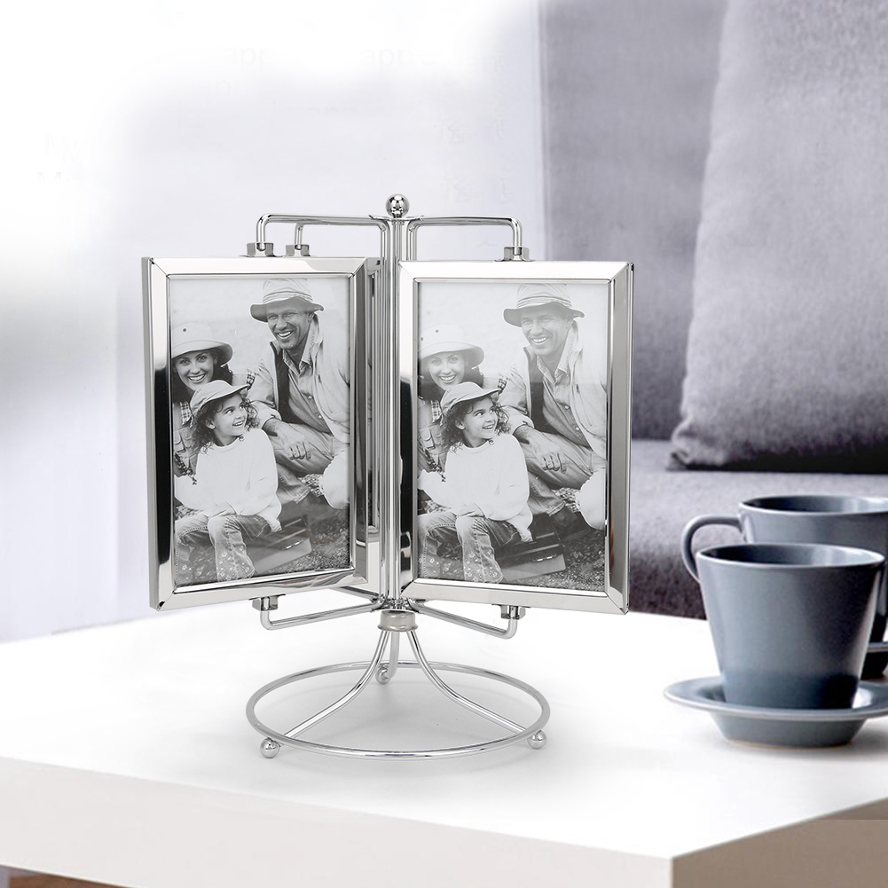 Drehbarer Fotorahmen Aus Metall Für Zuhause, Drehbarer Menürahmen Für Restaurants (4x6 Zoll)