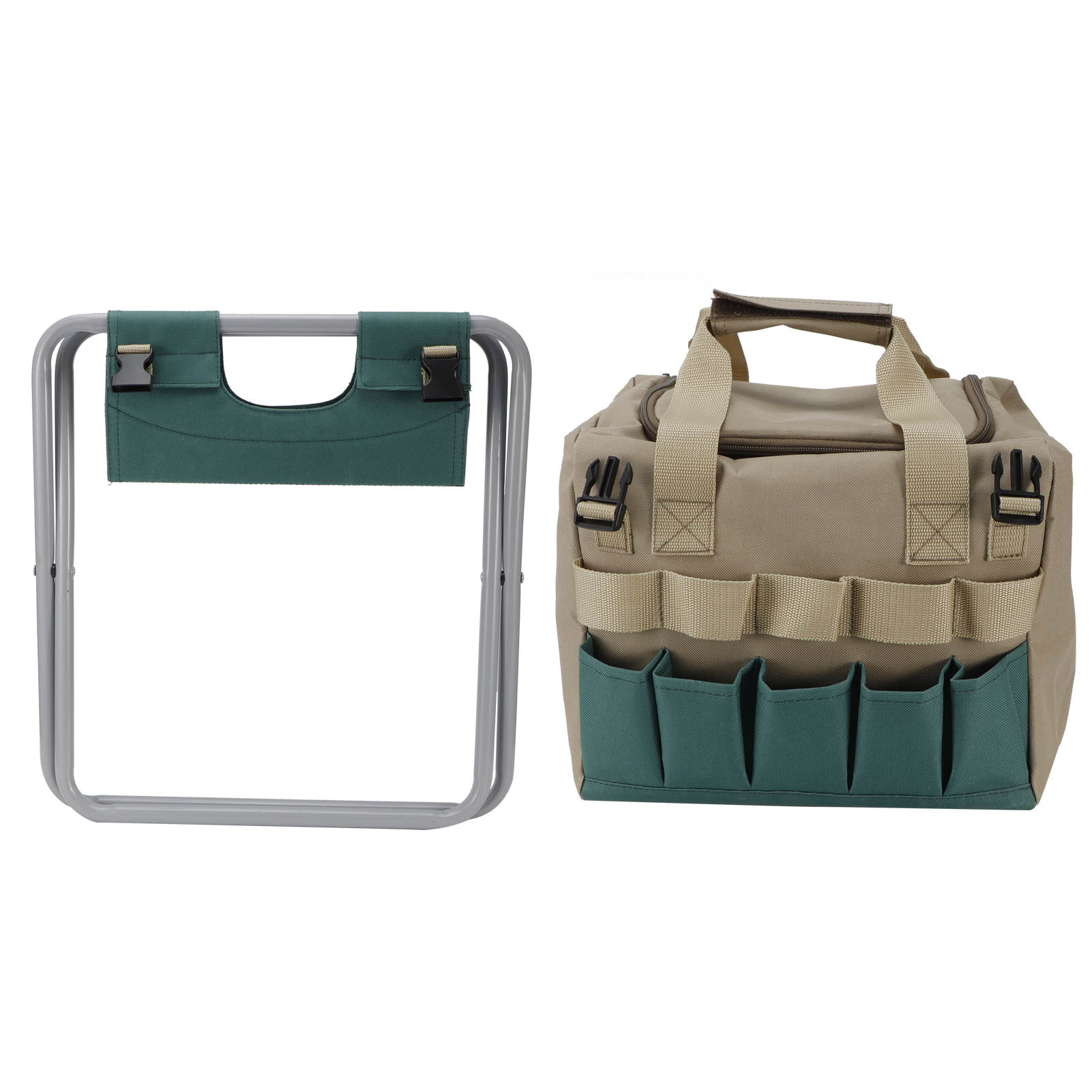 Multifunktionaler, Tragbarer, Klappbarer Gartenhocker Mit Werkzeugtasche Für Outdoor-campingausrüstung