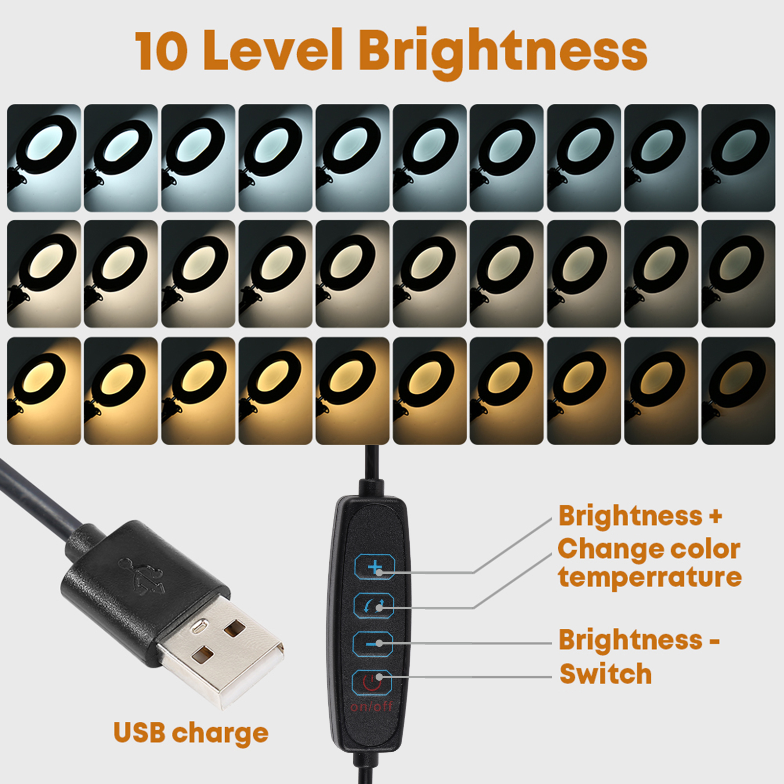 Usb-kurbelarm Mit 5-facher Vergrößerung, Lupe, Klemmleuchte Und Reparaturlampe