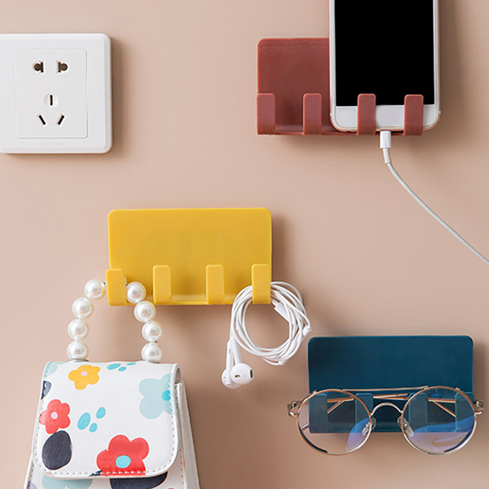 4er-set Elegante Wandhalterungen Mit 4 Haken Zum Laden Von Mobiltelefonen, Wandaufhänger Und Aufbewahrungsregal