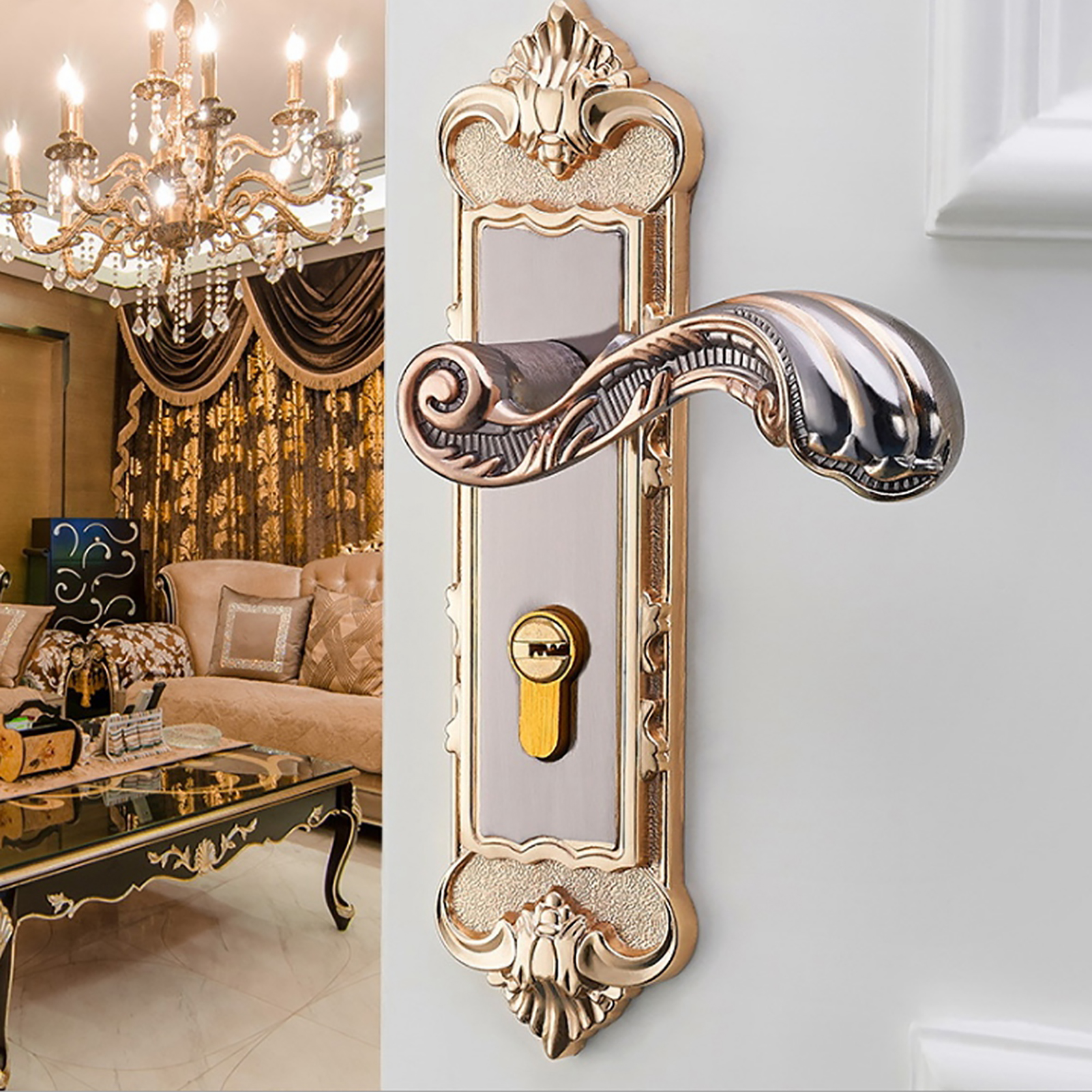 Türschloss-set Im Europäischen Retro-vintage-stil Für Den Innenbereich, Diebstahlsicherung, Türgriff