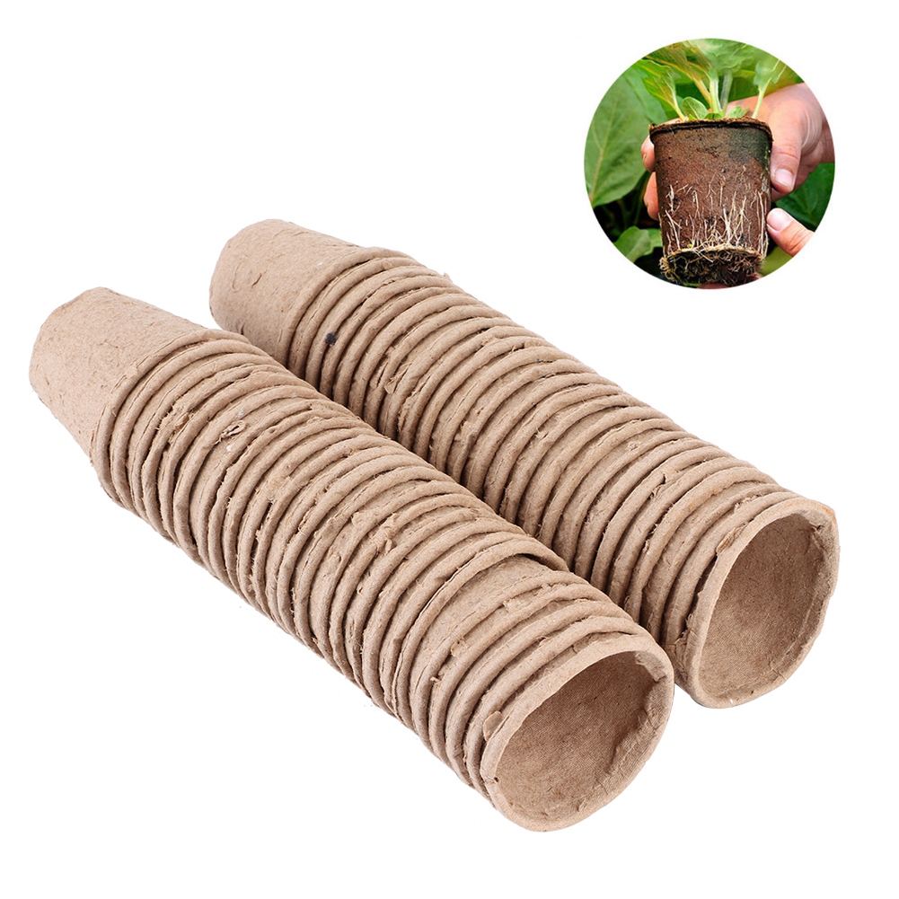 50 Stück 6x6 Cm Runde, Biologisch Abbaubare Torftöpfe Aus Papierfaserstoff, Pflanzgefäße Für Den Gartenbau