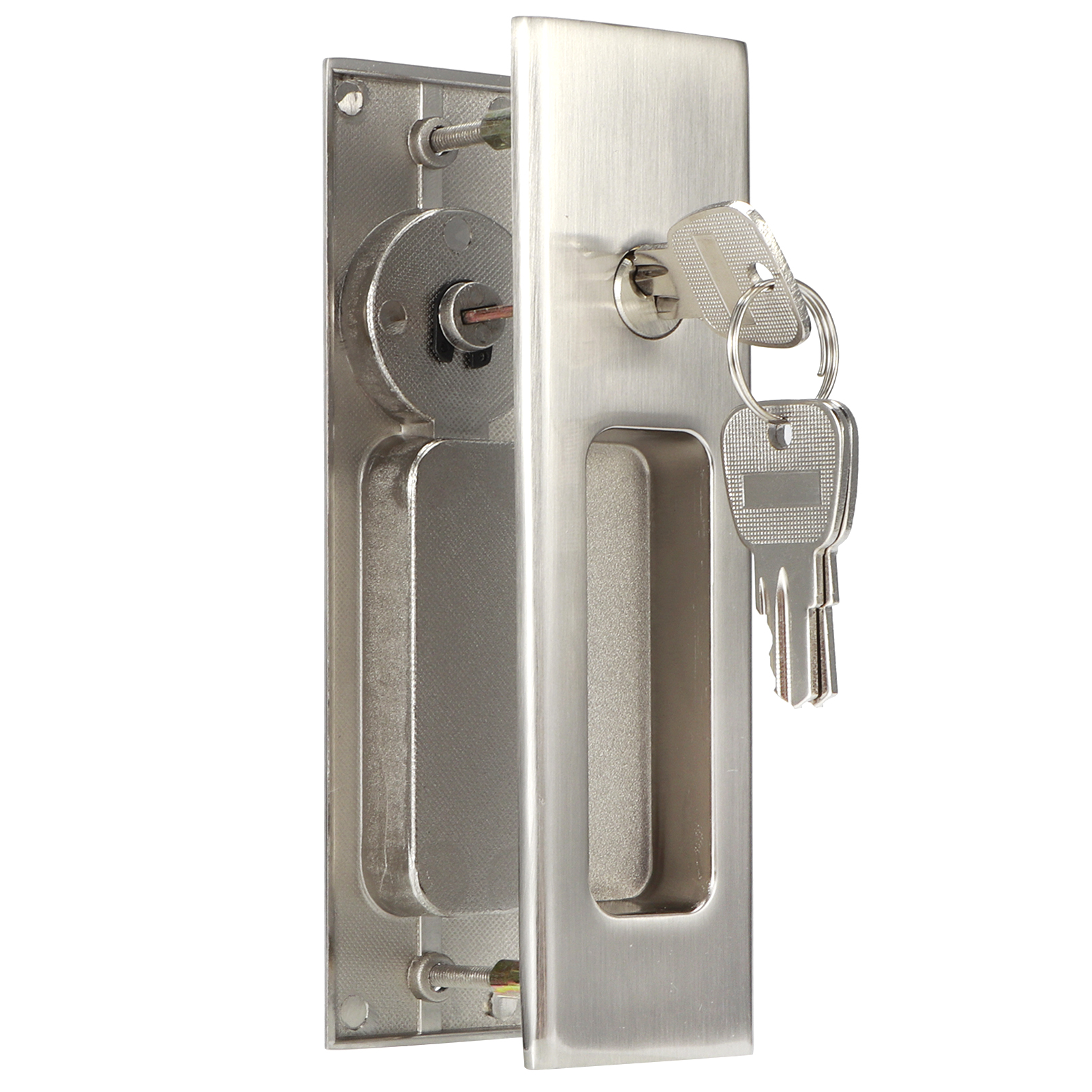 Schiebetürschloss-set Aus Zinklegierung, Türgriff, Türbeschläge Für Badezimmer, Balkon Und Schrank, Gebürstetes Silber