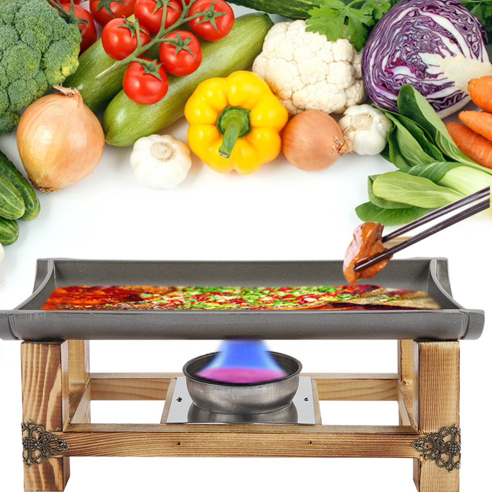Antihaft-grillplatte, Barbecue-picknickpfanne, Kochgeschirr Mit Tragbarem Kocher (s 30 Cm)