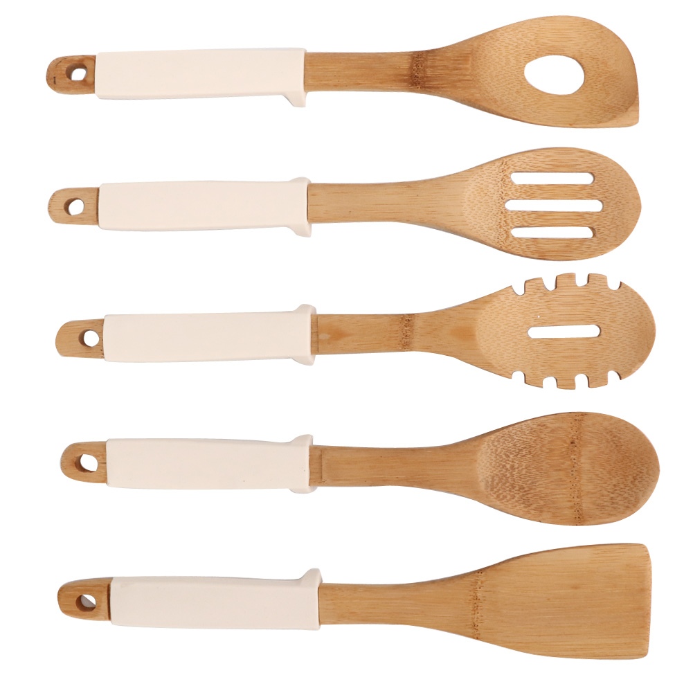 32 Cm Küchenutensil Für Den Haushalt: Bambusspatel Und Löffel Mit Silikongriffen