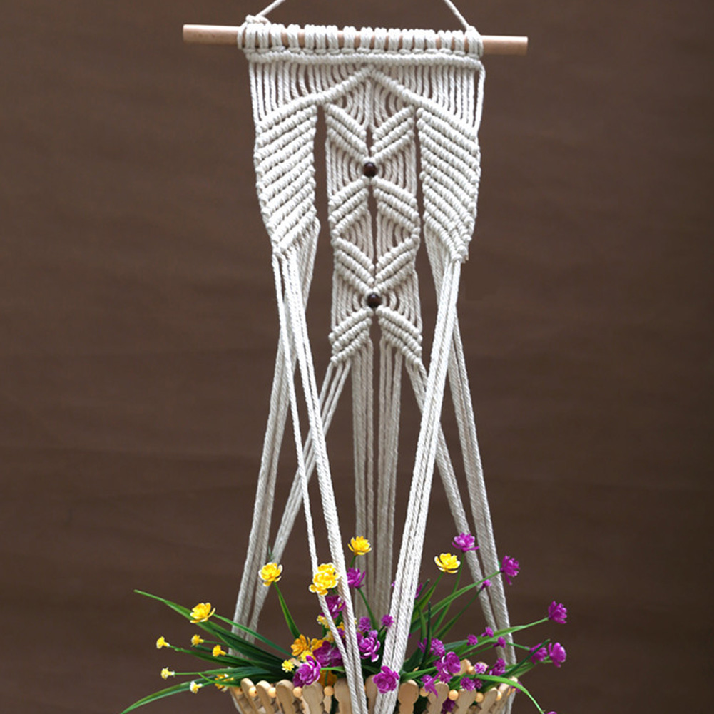 Blumenampel Im Boho-stil Mit Quasten, Handgewebtes Baumwollseil, Wanddekoration
