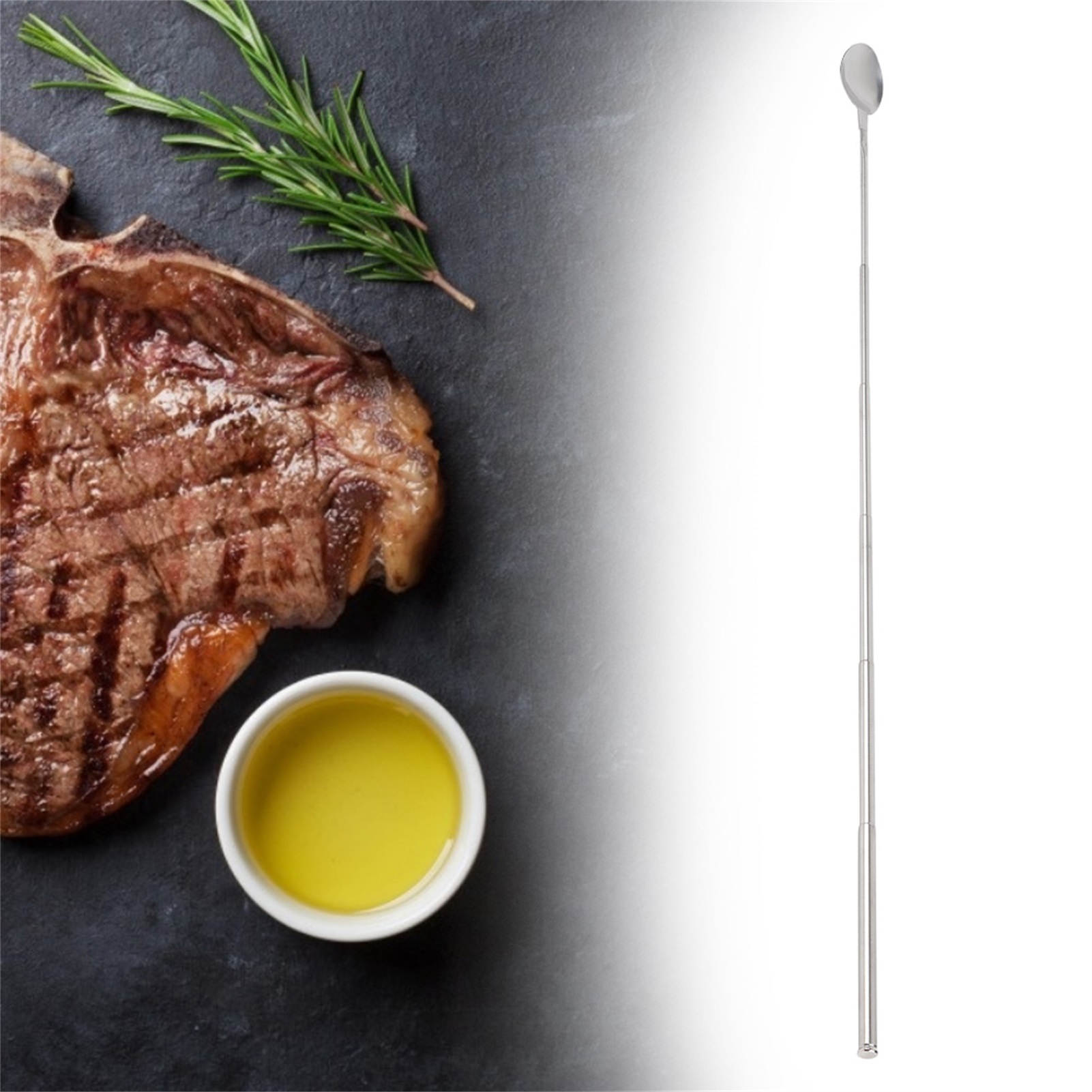 Ausziehbarer Edelstahl-teleskop-rührlöffel, 62 Cm Lang, Für Grillgeschirr
