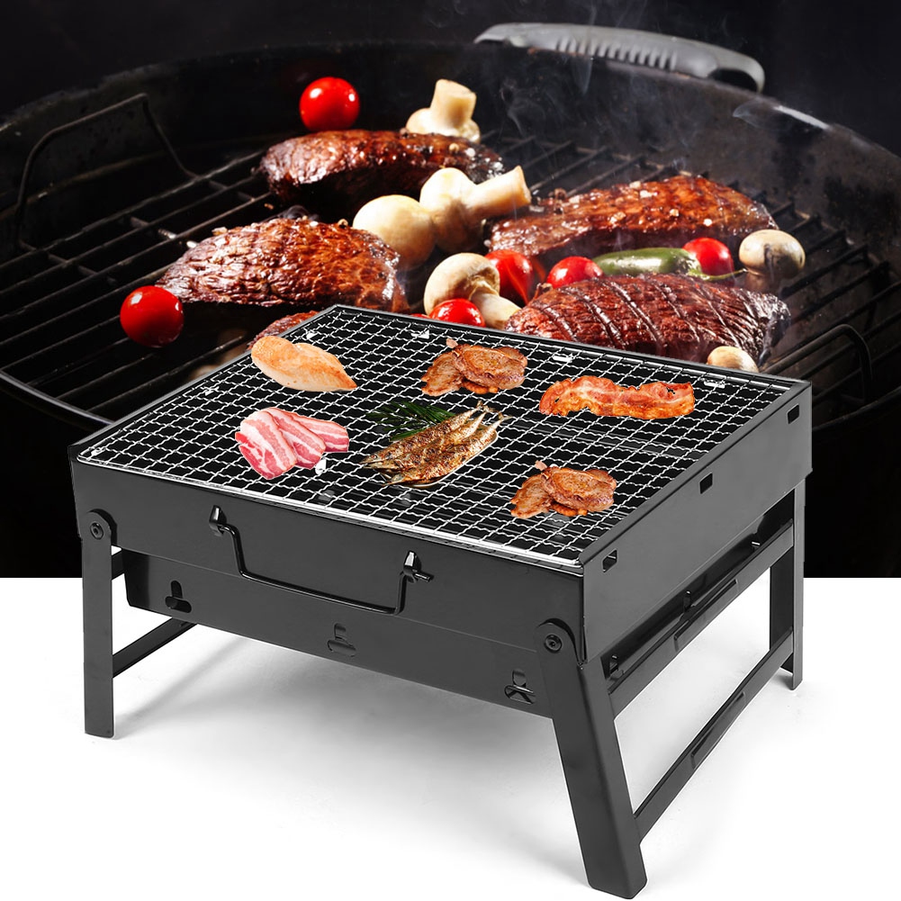 Tragbarer, Klappbarer Edelstahl-holzkohlegrill Für Camping Und Outdoor-aktivitäten