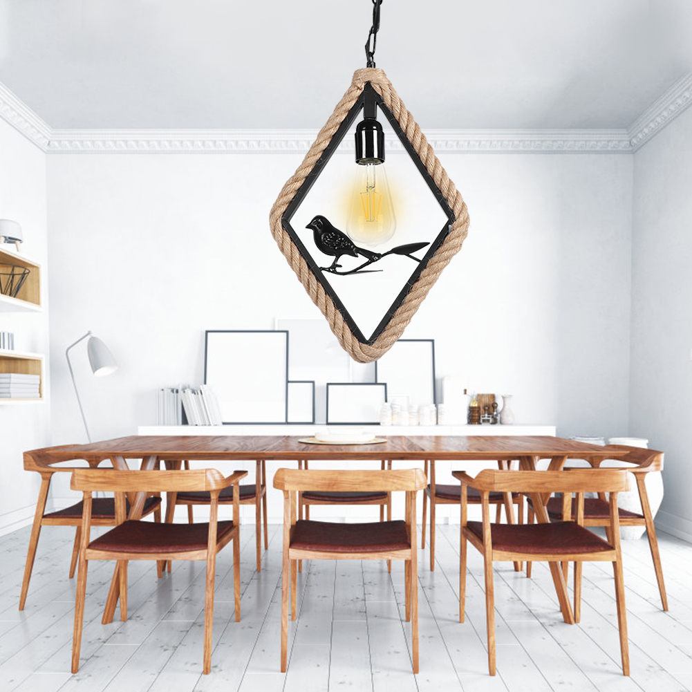 E26/e27 Vintage Vogel-hängeleuchte Für Wohn- Und Schlafzimmer, 85-245, Rautenförmig