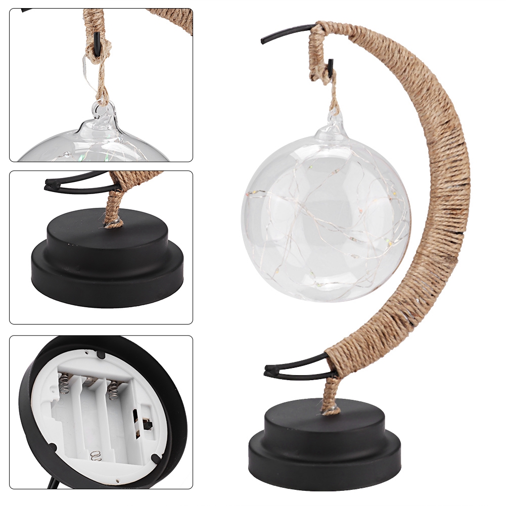 Glaskugel-mond-nachtlicht Aus Eisen Mit Led-kupferdrahtlampe (ohne Batterie)
