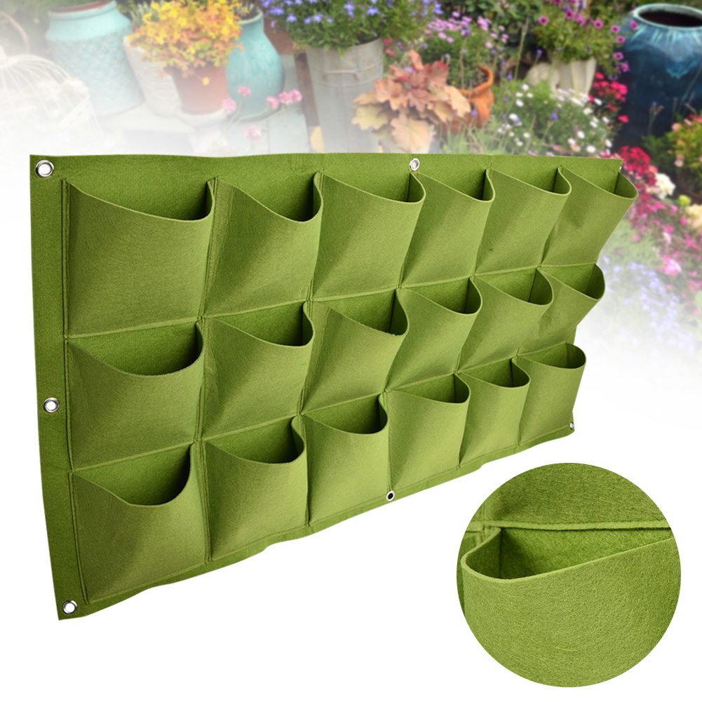 Vertikale Begrünung Mit 18 Taschen – Hängende Wand-pflanzsäcke Für Den Außenbereich