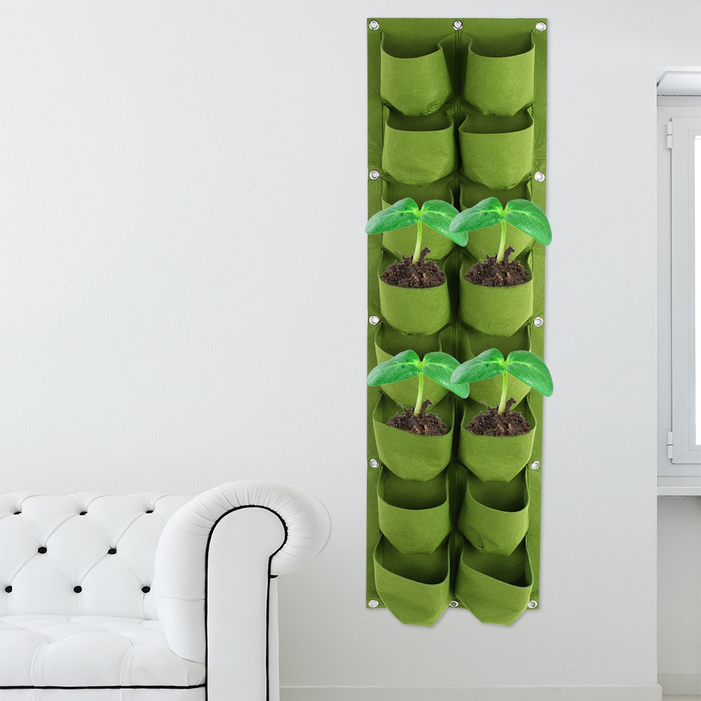 Vertikale Begrünung Mit 16 Taschen – Hängende Wand-pflanzsäcke Für Den Außenbereich