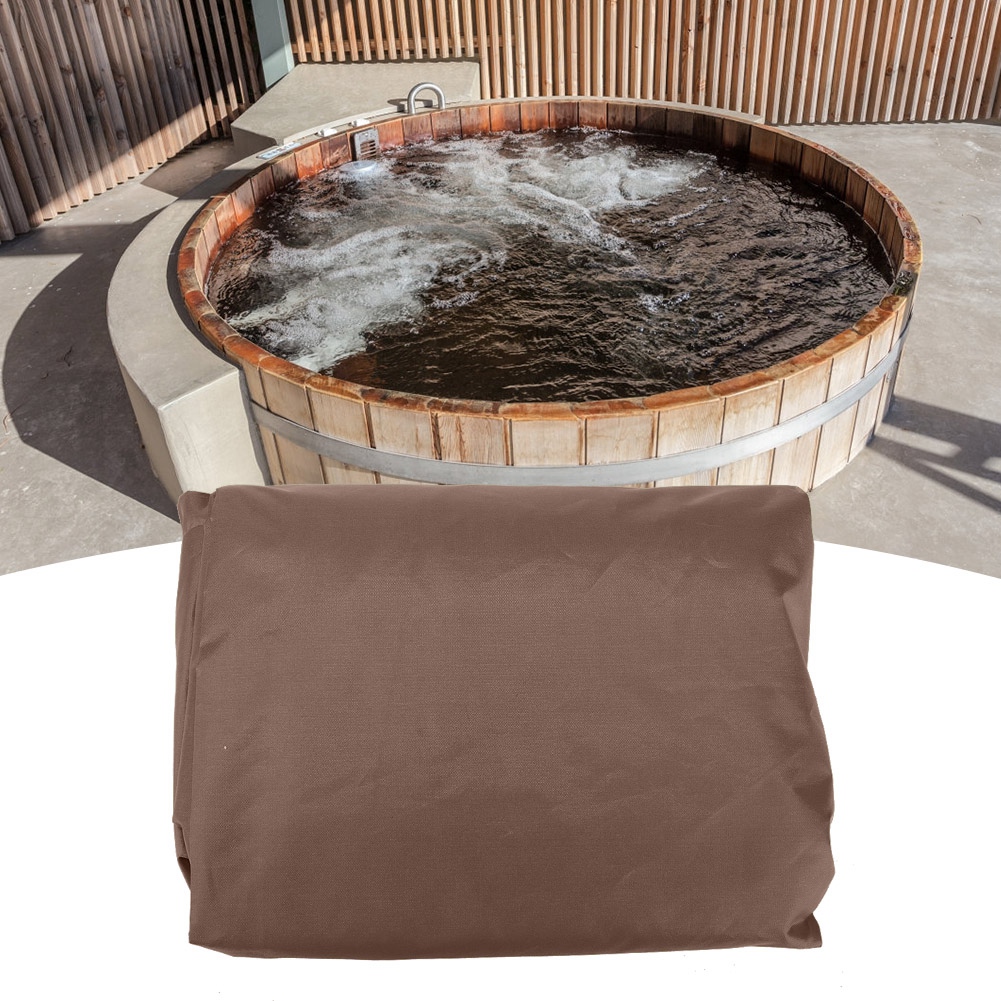 Quadratische Outdoor-badewanne Mit Whirlpoolfunktion, Staub- Und Wasserdichte Abdeckung (kaffee)