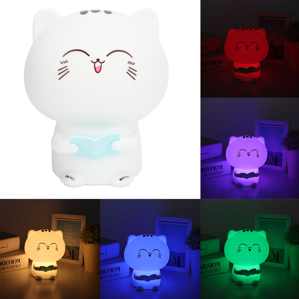 Bunte, Niedliche Silikon-katzen-led-nachtlampe Mit Usb-ladefunktion Und Aufnahmefunktion Für Zuhause Und Schlafzimmer (blau)
