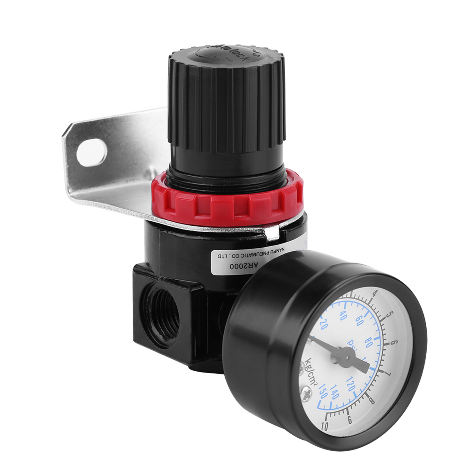 G1/4 Pneumatikregler, Einstellbares Luftdruck-kompressor-steuerventil Mit Manometer Und Halterung