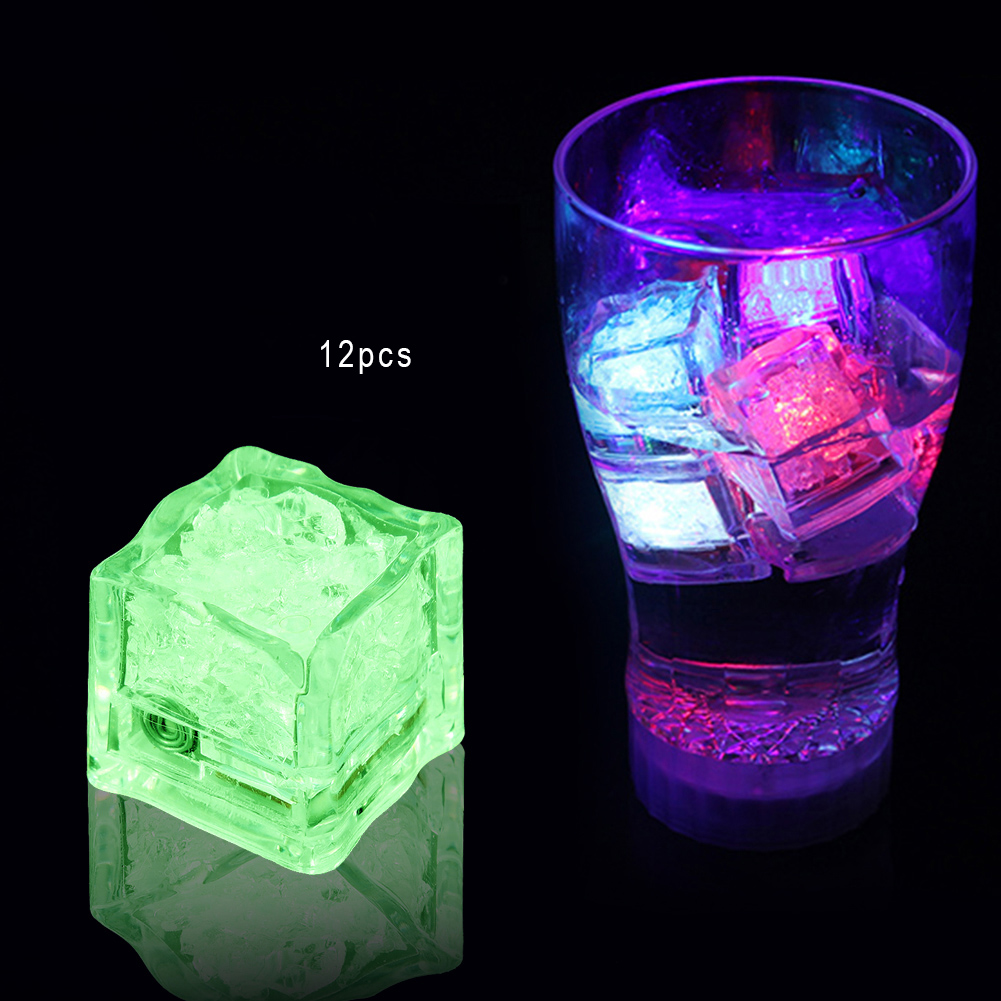 12 Stück Bunte Led-eiswürfel Mit Flüssigkeitssensor, Beleuchtet, Für Hochzeitsfeiern, Dekorative Eiswürfel (grün)