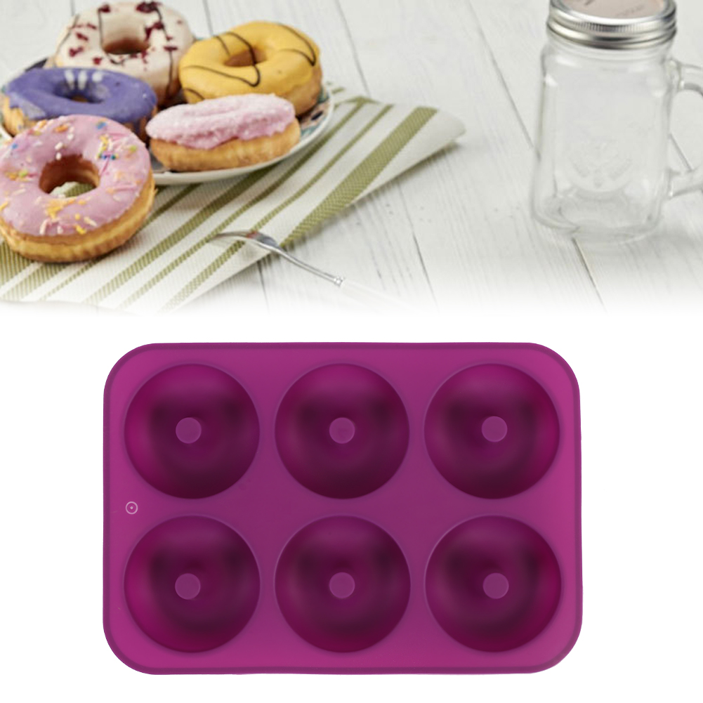 Silikon-donut-backform Mit 6 Mulden, Schokoladen-donut-form, Mikrowellen- Und Gefriergeeignet (lila)