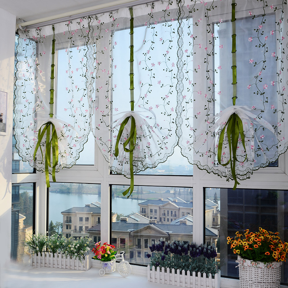 Tüll-garn-sichtschutzvorhänge, Chrysanthemen-motiv, Transparenter Vorhang Für Wohnzimmerfenster (80 X 150 Cm)