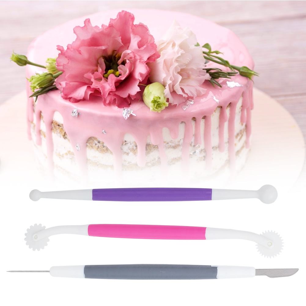 3-teiliges Set Fondant-kuchendekorationswerkzeuge Modellierblumenmuster Gebäckschnitzausstecher