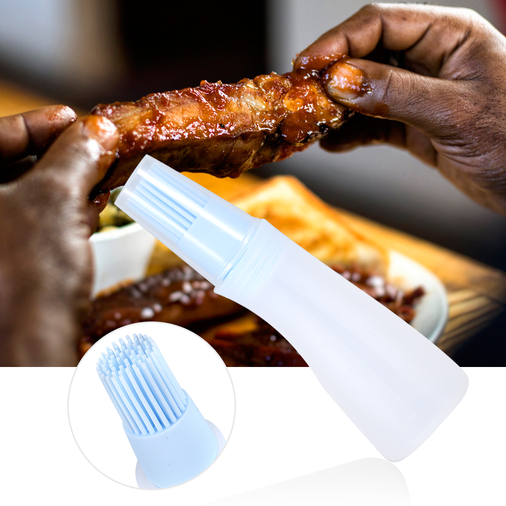 2er-set Silikon-ölflaschen Mit Pinsel Für Den Haushalt, Ideal Zum Grillen Und Backen, Blau