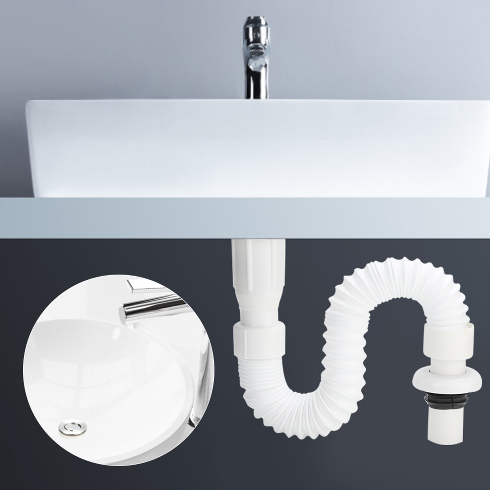 2 Stück Flexible Abflussschläuche Mit Klappe Für Waschbecken