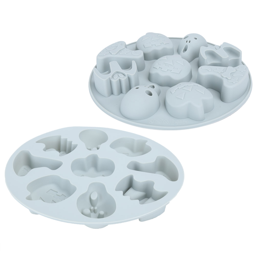 2er-pack Silikonformen Mit Halloween-motiv Für Kuchen, Schokolade Und Fondant, Diy-dekorations- Und Backwerkzeug, Grau