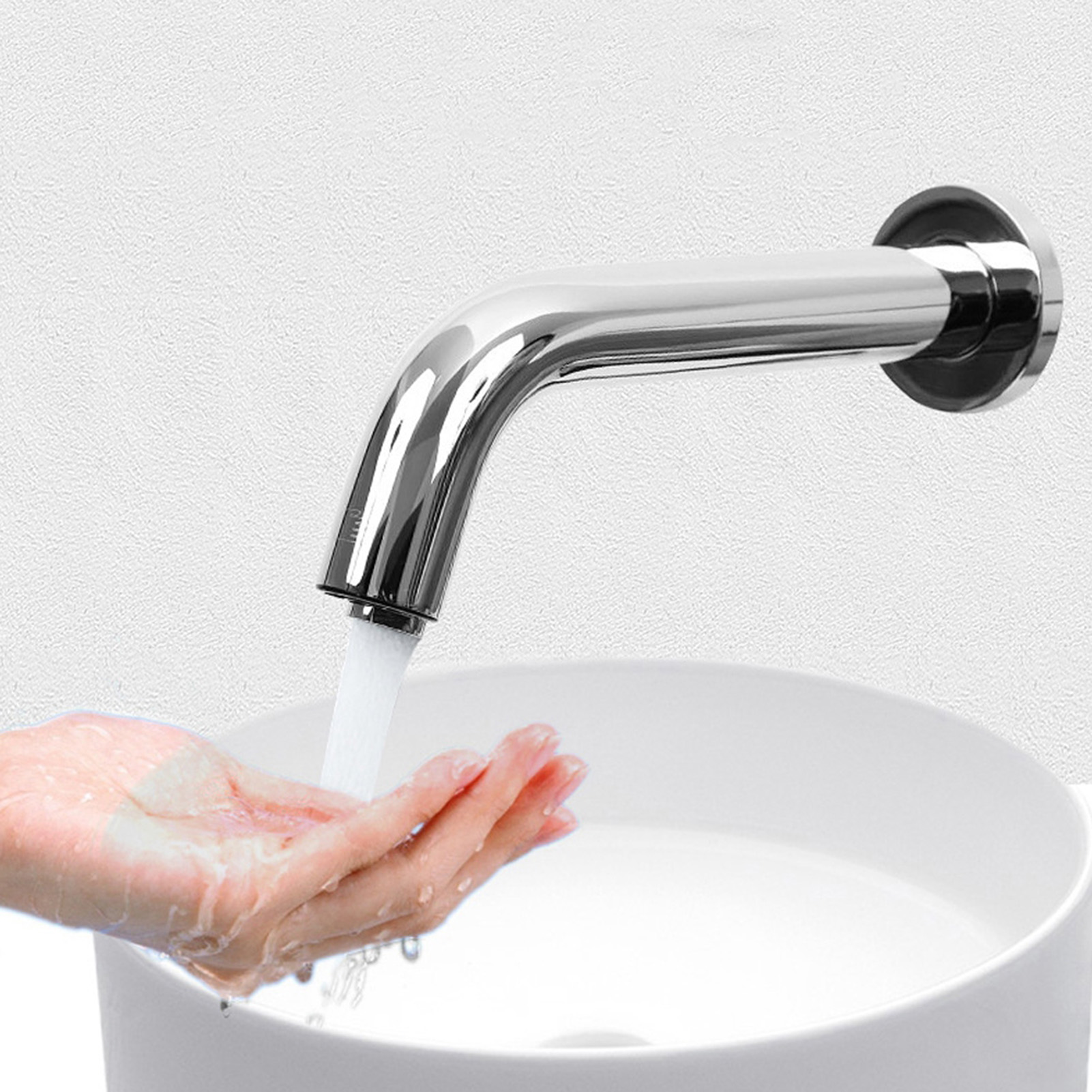 G1/2-zoll-wandarmatur Aus Edelstahl Mit Infrarot-induktionssensor Für Warm- Und Kaltwasseranschluss Am Waschbecken