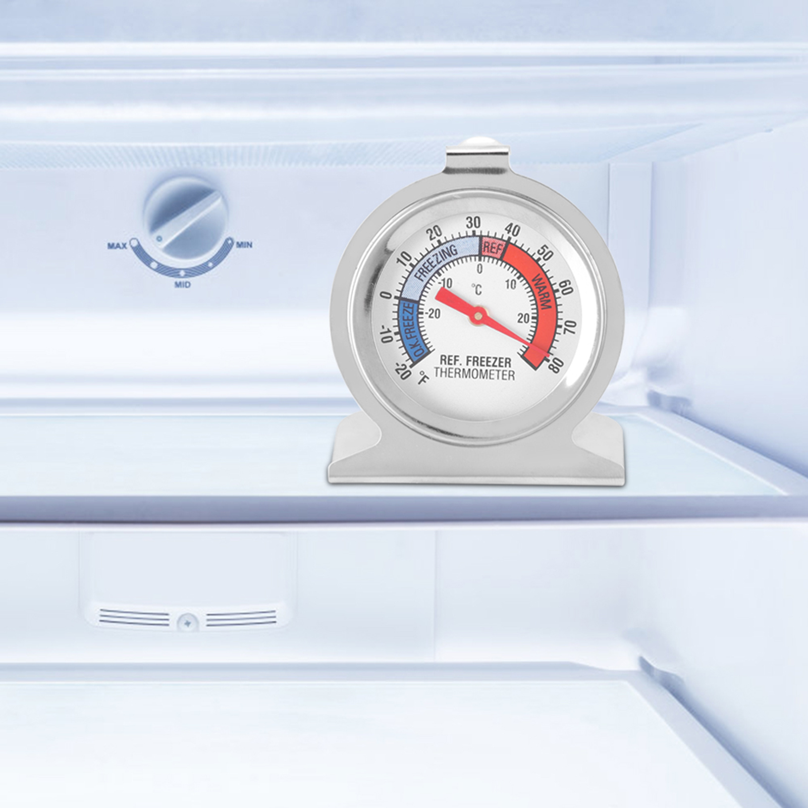 Edelstahl-thermometer Mit Großem Zifferblatt Für Gefrierschränke Und Kühlschränke – Temperaturanzeige