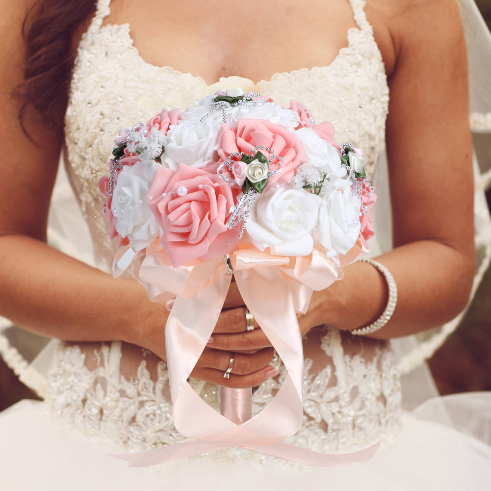 Künstlicher Brautstrauß, Simulierter Brautstrauß Mit Blumen, Dekoration Für Hochzeiten, Rosa