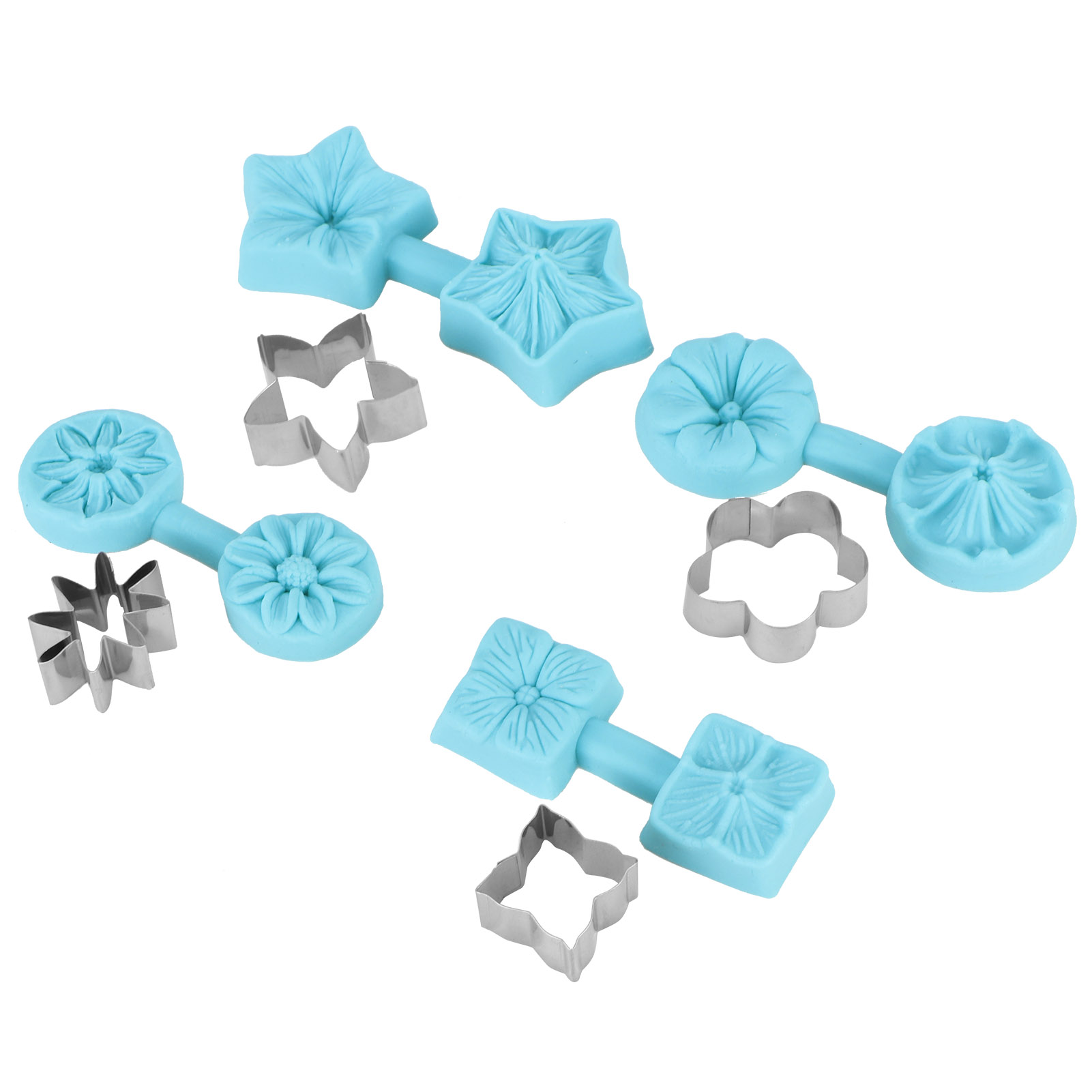4er-set Fondant-schokoladenform Silikon-backform Utensilien Küchenzubehör Mit Ausstecher