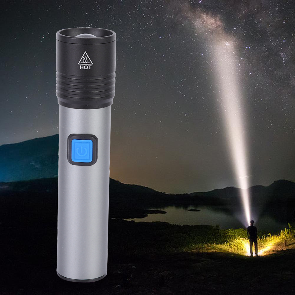 Wasserdichte, Tragbare, Usb-aufladbare Led-taschenlampe Mit Einstellbarer Helligkeit Für Outdoor-camping